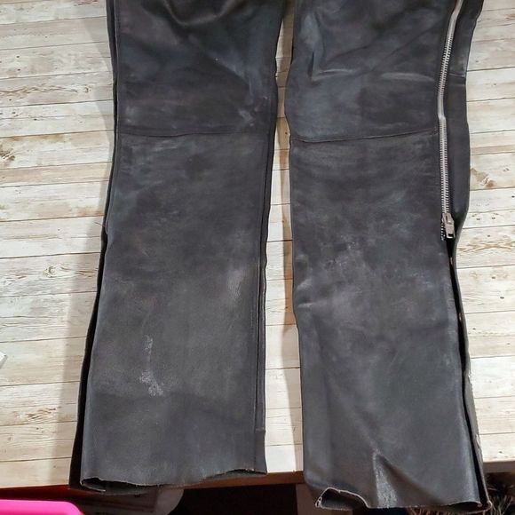 Event Leather Motorcycle Chaps Women's Black‎ Zipper Snaps Lace-Up Back Buckle S - Picture 6 of 16